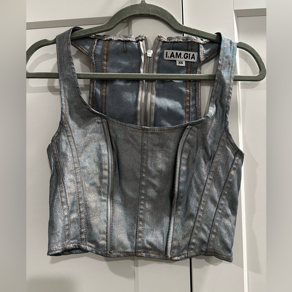 I AM GIA denim corset top